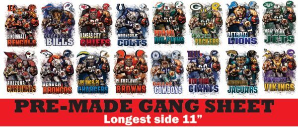 NFL MASCOT #2 - PRE-MADE GANG SHEET