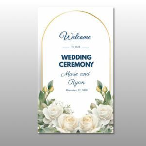 Custom White Floral Wedding Sign